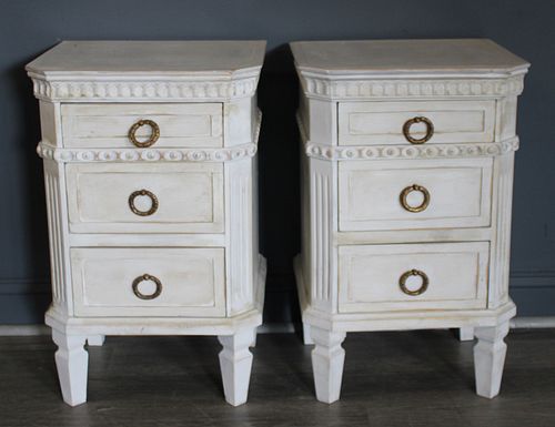 A Vintage Pair Of Swedish Style White Painted