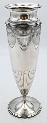Tiffany Sterling Silver Footed Vase
marked Tiffany & Company 19229A
makers 8005 sterling silver
height 14 inches, 36.8 t.oz.