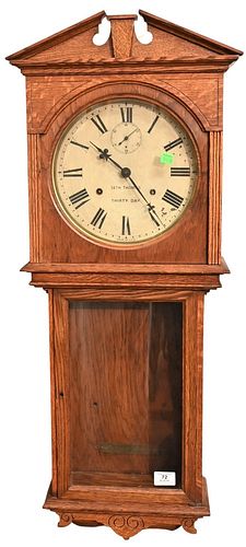 Seth Thomas "Umbria" Wall Clock
having oak case with painted metal dial, marked Seth Thomas
thirty day
length 36 inches
Provenance: Fifty Year Persona