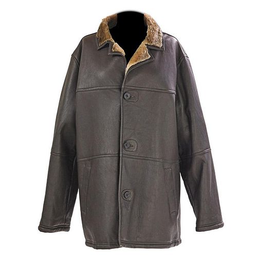 NEW GENTLEMAN'S BROWN LEATHER SHEARLING JACKET