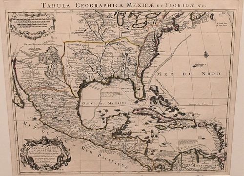Guillaume de L'Isle
"Tabula Geographica Mexicae et Floridae, etc."
engraving on paper of the American south, Mexico, and the Antilles Islands
circa 17