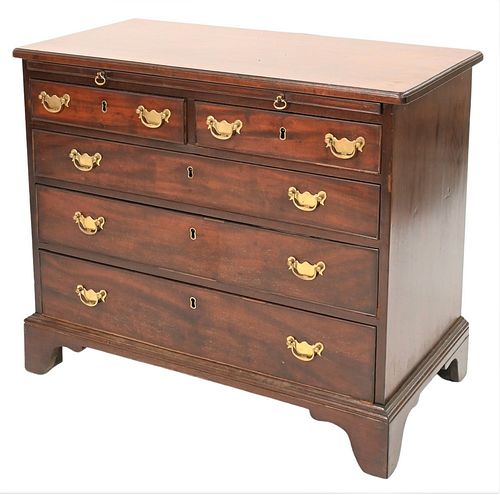 George II Mahogany Bachelor's Chest
having pull-out slide over two short drawers over three drawers, all set on bracket feet
late 18th century
height 
