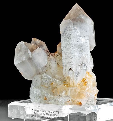 Fine Madagascar Quartz Cluster w/ Hematite Crystals