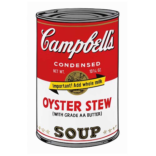 ANDY WARHOL, 11: 59 Campbell's Soup II, Oyster Stew, Con sello en la parte posterior, Serigrafía s/n de tiraje, 81 x 48 cm | ANDY WARHOL, 11: 59 Campb