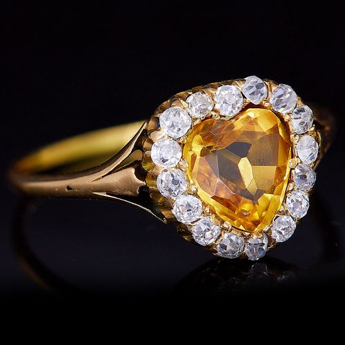 TOPAZ AND DIAMOND CLUSTER RING