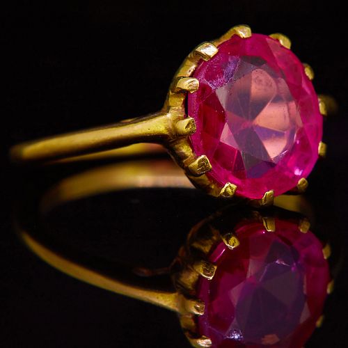 SOLITAIRE SYNTHETIC RUBY RING