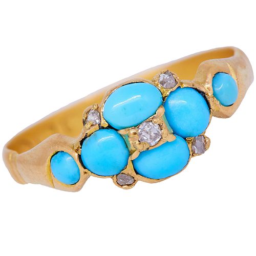 ANTIQUE TURQUOISE AND DIAMOND RING