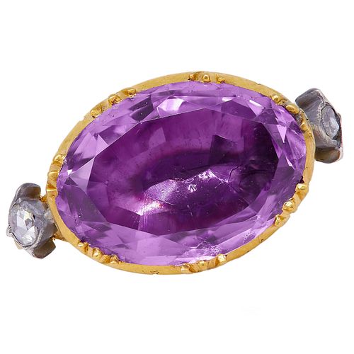 ANTIQUE AMETHYST AND DIAMOND RING