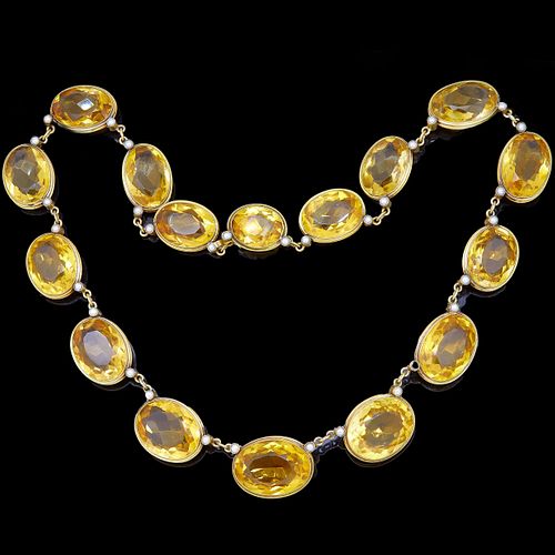 CITRINE AND PEARL NECKLACE