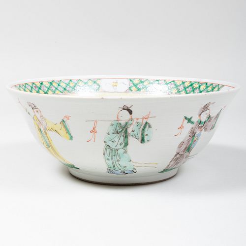 Chinese Famille Verte Porcelain Punch Bowl