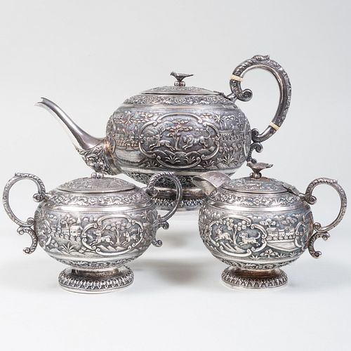Colonial Indian Silver Three-Piece Tea Service