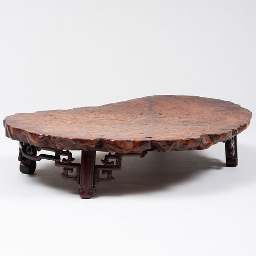 Chinese Burl Wood Scholars Table