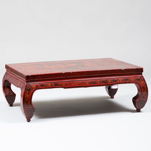 Chinese Red Lacquer Kang Table