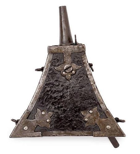 Iron Military Powder Flask Ca 17th Century 