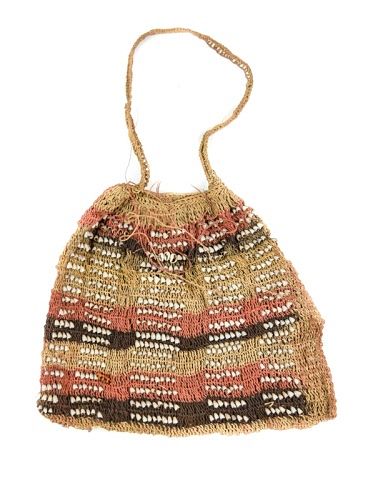 Bilum bag, small, red and brown stripes