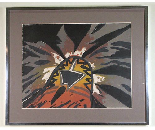 R. C. GORMAN ABSTRACT PRINT, SIGNED & DATED 1976