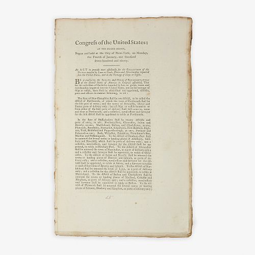 [Hamilton, Alexander] [Coast Guard] An Act to provide more effectually for the Collection of the Duties imposed by Law on Goods, Wares and Merchandize