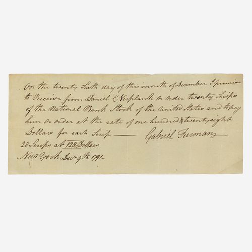[Hamilton, Alexander] [First Bank of the United States] Manuscript Promissory Note