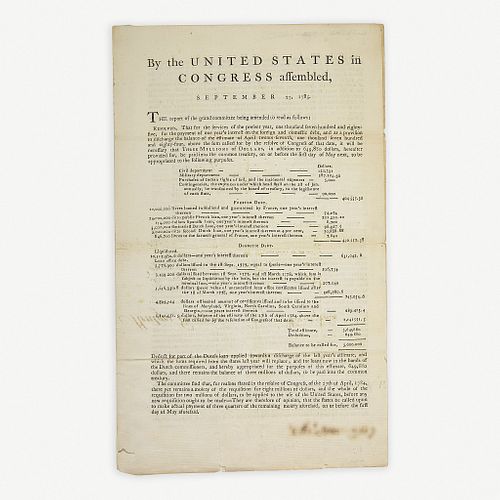 [Hamilton, Alexander] [American Revolution] Printed Document