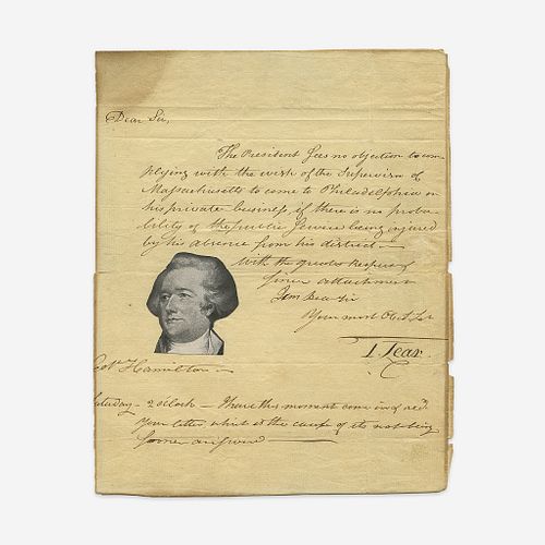 [Hamilton, Alexander] Lear, Tobias Autograph Letter, signed