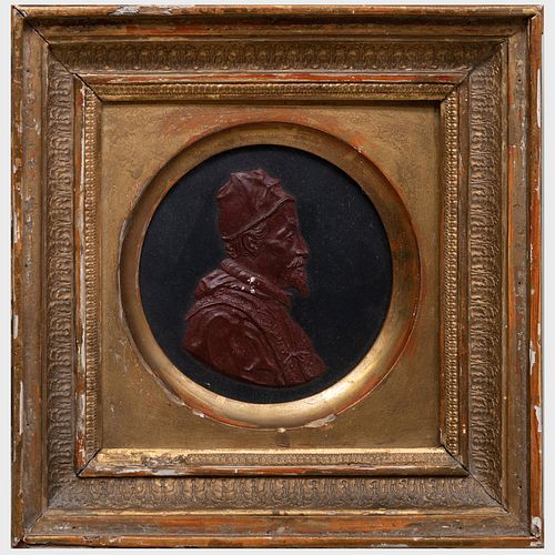 Continental Painted Composition Profile Portrait of a Pope