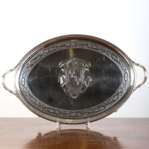 George III Silver Armorial Two Handle Tray