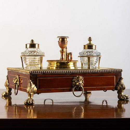Fine Regency Ormolu and Brass-Mounted Mahogany Inkstand