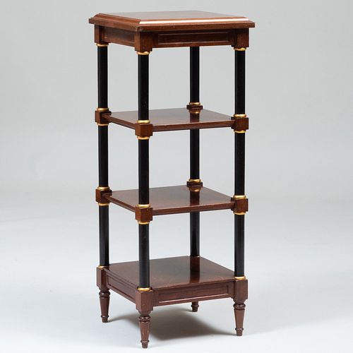 Neoclassical Style Mahogany and Ebonized Four Tier Stand, of Recent Manufacture