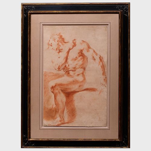 European School: Study of a Seated Male Nude