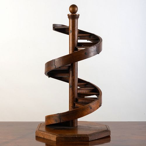 Oak Architectural Model of a Spiral Staircase