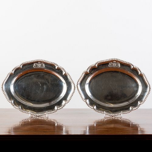 Pair of George III Silver Armorial Meat Dishes