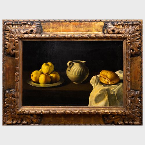 School of Juan de Zurbaran (1620-1649): Still Life with Apples, Jug and Bread