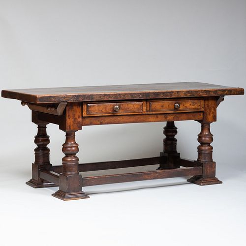 Continental Baroque Style Walnut Console Table, Possibly Spanish
