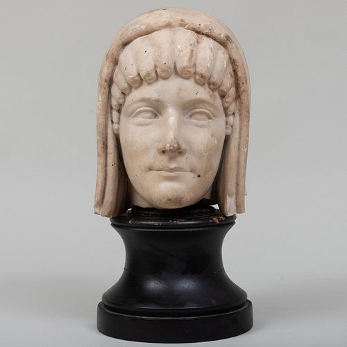 Continental Carved Marble Bust of a Greek Woman, After the Antique
