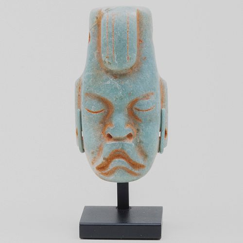 Olmec Carved Jade Pendant Mask 
