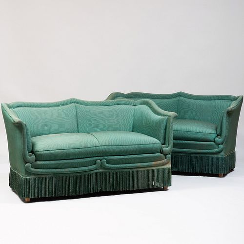Pair of Silk Upholstered Settees, by Maison Jansen