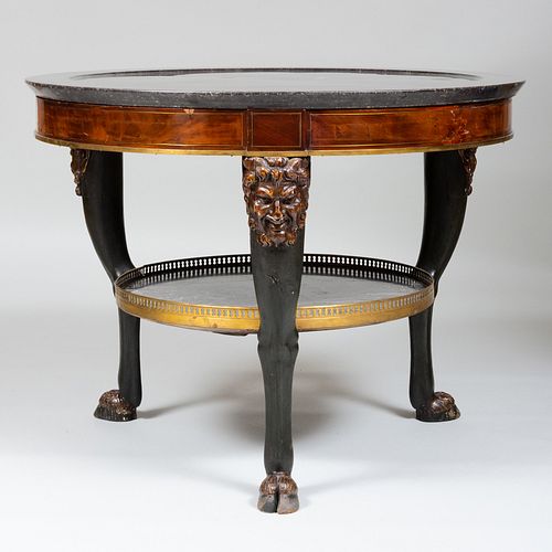 Empire Brass-Mounted Mahogany and Painted Center Table