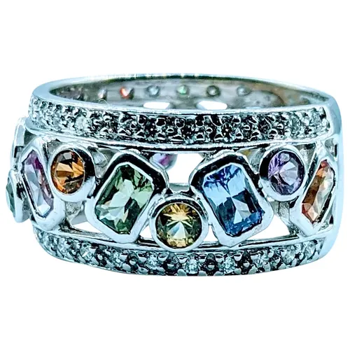 Multi Colored Sapphire and Diamond Ring