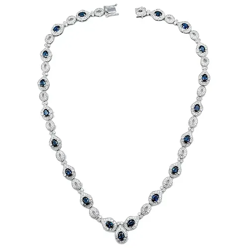 Regal Sapphire & Diamond Necklace - Platinum