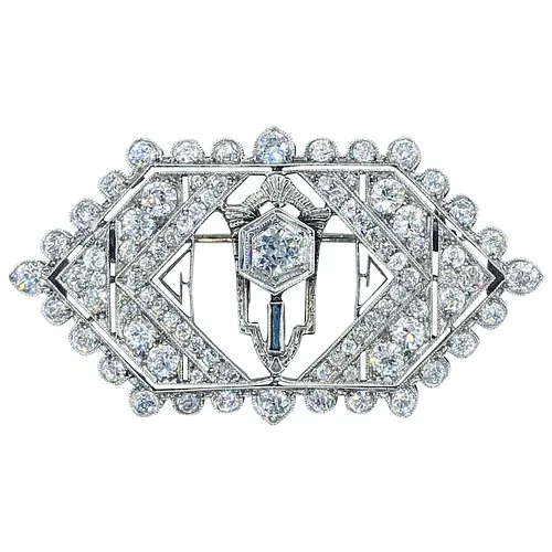 Glamorous Art Deco Diamond & Platinum Brooch / Pin