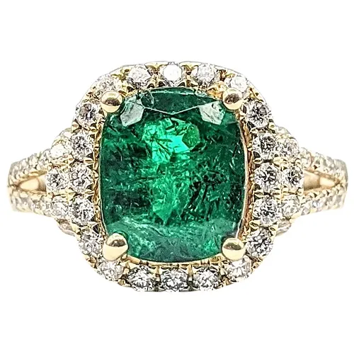 Verdant Green Emerald & Diamond Cocktail Ring