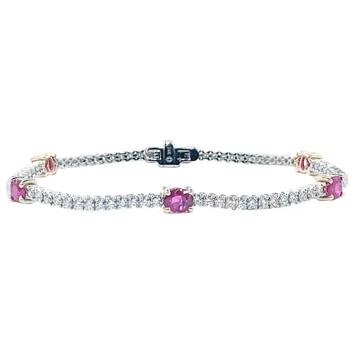 Sparkling Ruby & Diamond Tennis Bracelet