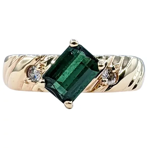 Striking Green Tourmaline & Diamond Ring