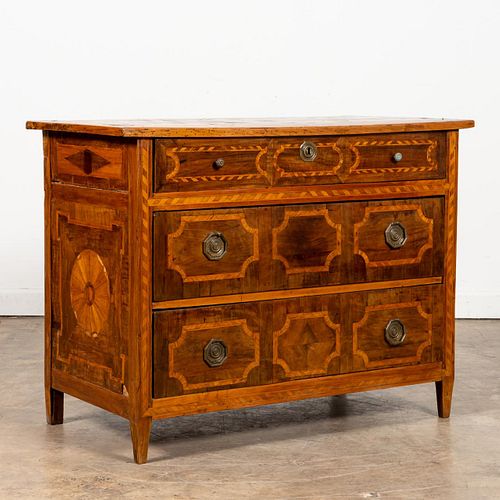 19TH C. ITALIAN NEOCLASSICAL PARQUETRY COMMODE