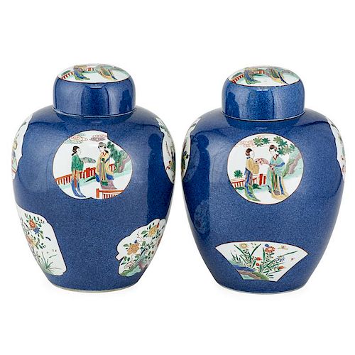 PAIR OF CHINESE PORCELAIN COVERED JARS