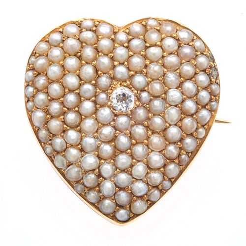 Diamond, Seed Pearl, 14k Locket Pin Pendant