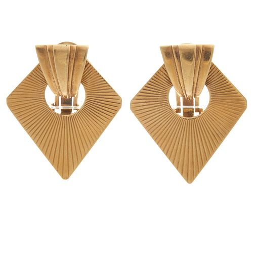 Pair of Geometric, 14k Yellow Gold Ear Clips