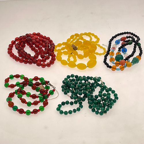 Lot of Six Vintage Peking Glass Bead Necklaces