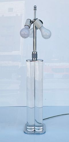 Lucite & Chrome Column Lamp, Karl Springer Style