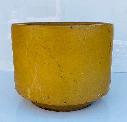 Large Gainey Ceramics Cylinder Planter Mustard Yellow